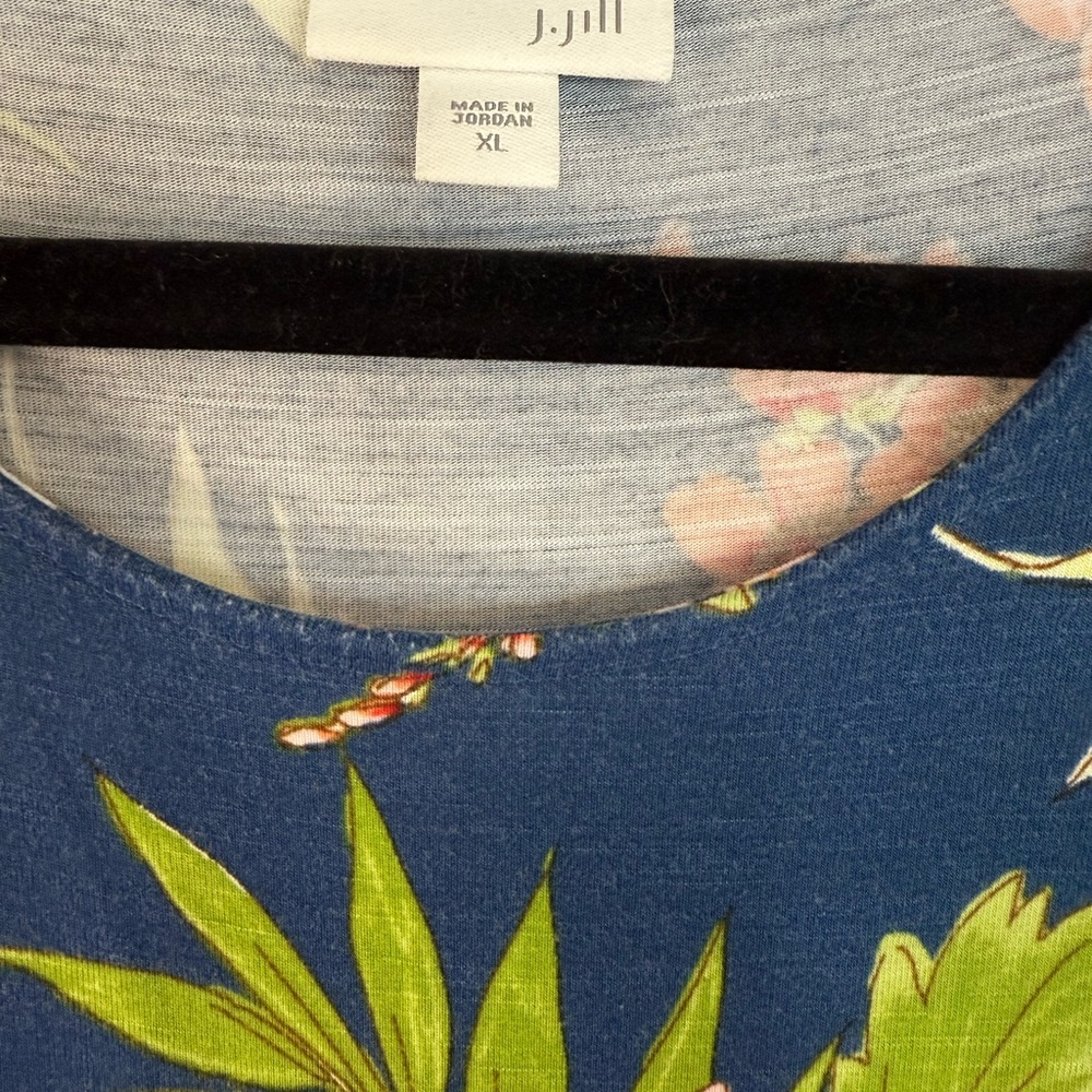 J.Jill Midi Dress Sleeveless Blue Floral Design Rayon and Spandex XL Like New - Picture 2 of 11